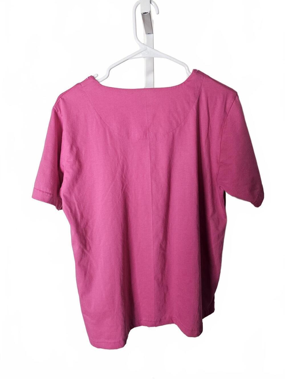 UNIK Pink Embroidered Floral Short Sleeve Shirt Large - Picture 5 of 5